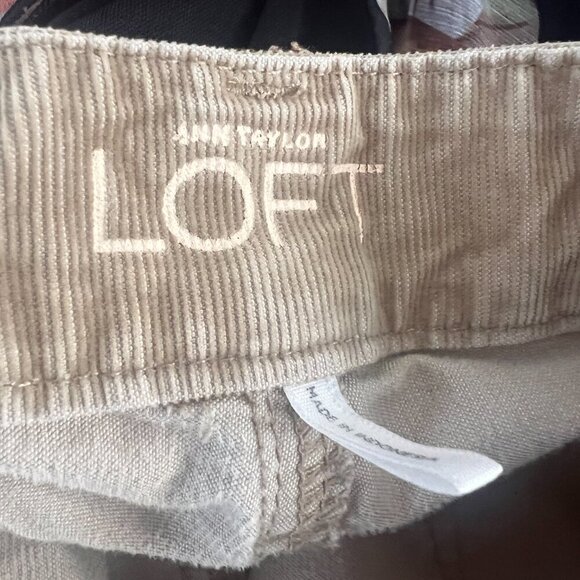 LOFT Ann Taylor Corduroy Pants Women sz 4 Modern Straight Tan - Picture 5 of 6